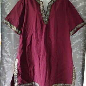 Cotton Blend (L) Burgundy and Gilt Tunic